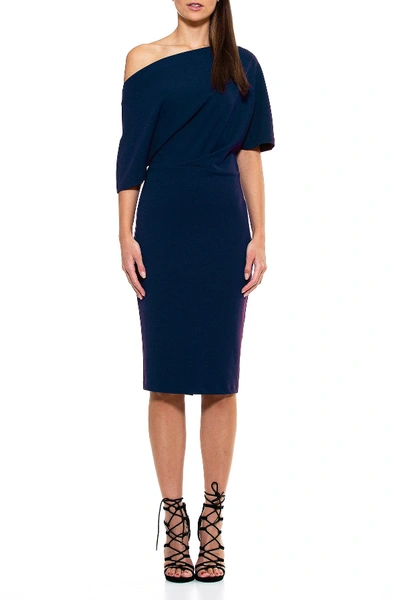 Alexia Admor Women's Olivia Draped One-shoulder Sheath Dress In Navy