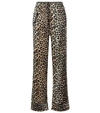 GANNI LEOPARD-PRINT STRETCH SILK-SATIN PAJAMA PANTS,P00481787