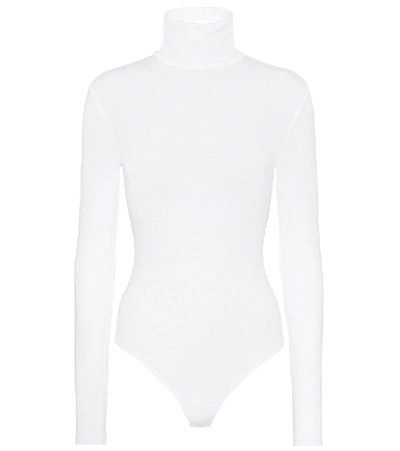 Wolford Colorado Turtleneck Jersey Thong Bodysuit In White