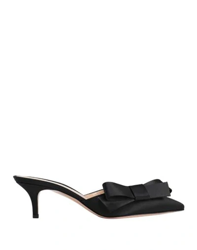 Gianvito Rossi Bow-embellished Satin Mules In Black
