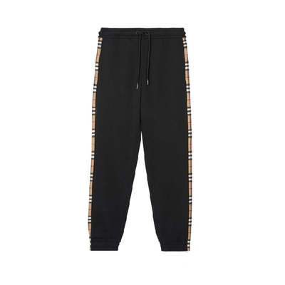 Burberry Vintage Check Trim Technical Twill Trackpants In Black