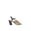 BURBERRY LATTICED COTTON AND LEATHER BLOCK-HEEL SANDALS,3392840