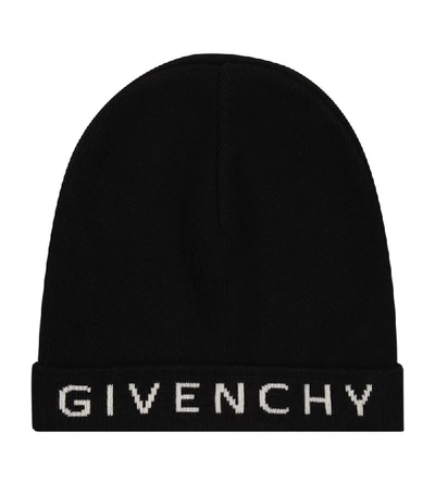 Givenchy Logo Cotton & Cashmere Beanie In 09b Black
