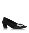 Roger Vivier Belle Vivier Strass-embellished Buckle Satin Pumps In Black