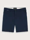 Scotch & Soda Pima Cotton Chino Shorts In Blue