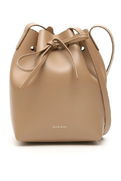 Mansur Gavriel Mini Bucket Bag In Beige,brown