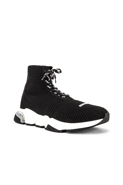 Balenciaga Speed Lace Up Sneaker In Black & White & Clear & Black