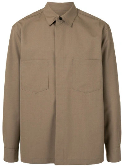 Caban Double Pocket Shirt In Brown