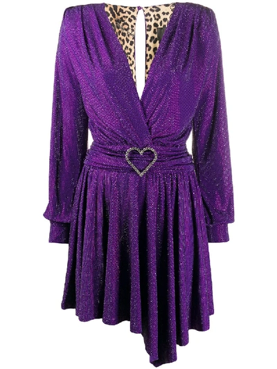 Philipp Plein Plunging V-neck Dress In Purple