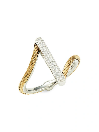 Alor 18k White Gold, Yellow Stainless Steel & Diamond Ring