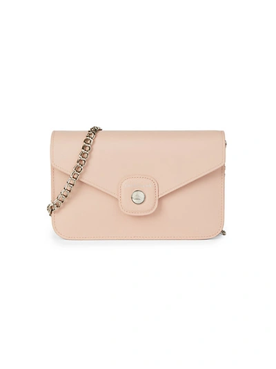 Longchamp Le Pliage Leather Wallet On Chain In Powder