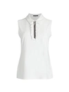 TOMMY HILFIGER Ruffled Half-Zip Sleeveless Shirt,0400012722551