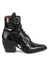 CHLOÉ RYLEE LACE-UP & BUCKLE LEATHER ANKLE BOOTS,0400099662037