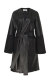 LOEWE LEATHER BELTED COAT,802144