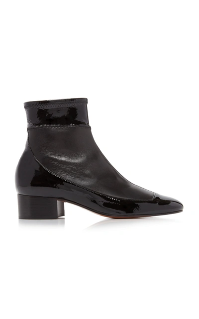 Loewe Women's Patent Leather-paneled Ankle Boots In Black