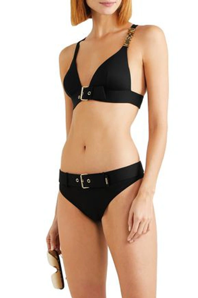 Moschino Belted Mid-rise Bikini Briefs In Black