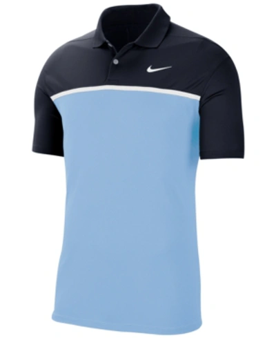 Nike Men's Victory Dri-fit Colorblocked Golf Polo In Obsidian