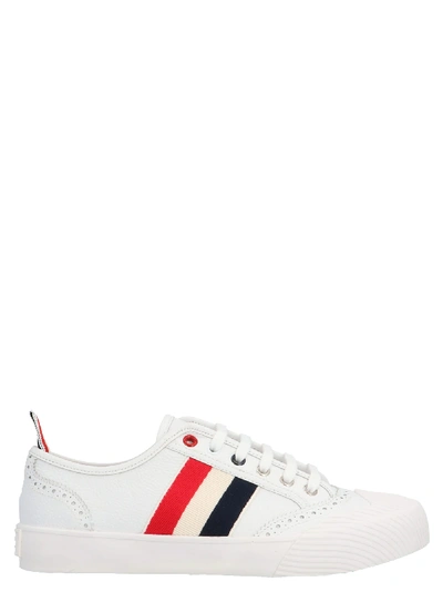 Thom Browne White Brogued Canvas Sneakers
