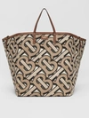 BURBERRY EXTRA LARGE EMBROIDERED MONOGRAM COTTON BEACH TOTE