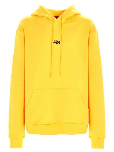 Fourtwofour On Fairfax Hooded Sweatshirt With Logo Embroidery In Yellow