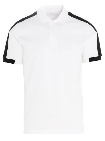 Prada Side-stripe Polo Shirt In White