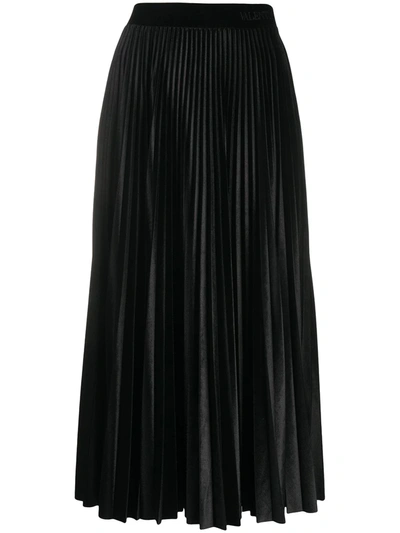 Valentino Pleated Midi Skirt In Black