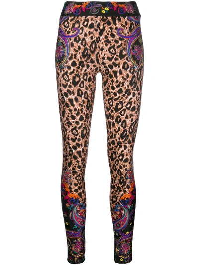Versace Jeans Couture Printed Stretch Jersey Leggings In Multicolour