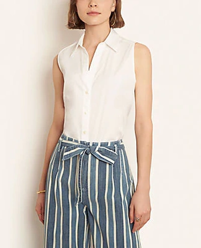 Ann Taylor Sleeveless Essential Shirt In White