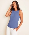 Ann Taylor Linen Blend Sweater Shell Top In Washed Blueberry