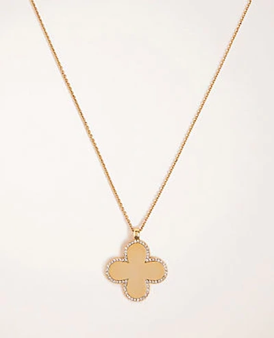 Ann Taylor Pave Clover Pendant Necklace In Gold