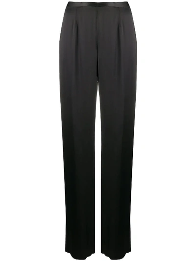 Pre-owned Gianfranco Ferre 1990s High-waisted Wide-leg Trousers In Black