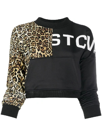 Just Cavalli Leopard And Patchwork Sweatshirt In Black