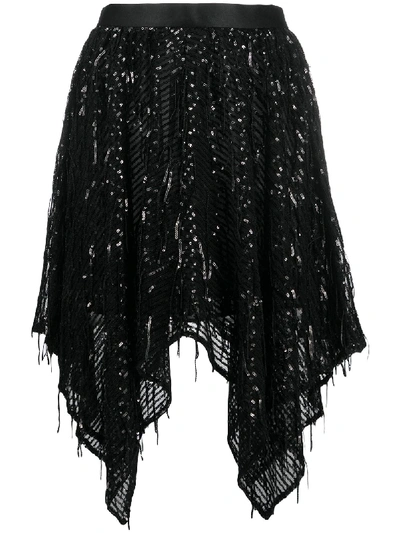 Just Cavalli Asymmetrical Sequin Skirt In Black