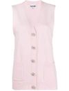 GANNI CRYSTAL-EMBELLISHED SLEEVELESS CARDIGAN