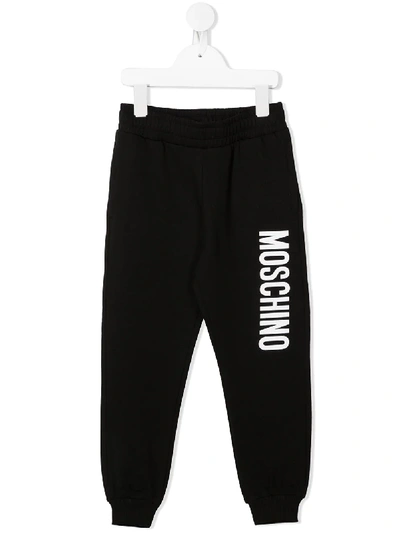 Moschino Kids' Logo Print Track Trousers In Black