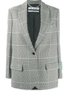 Off-white Houndstooth-check Single-breasted Blazer In Black