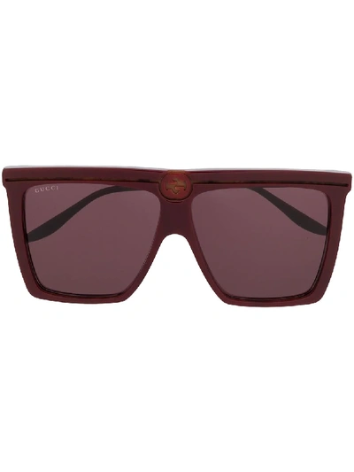 Gucci Interlocking G Square-frame Sunglasses In 红色