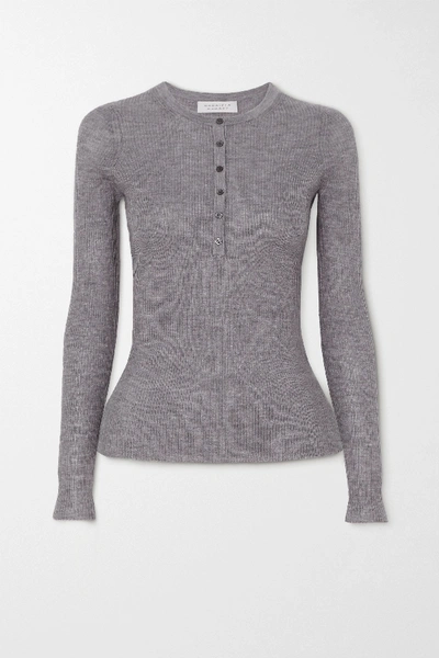 Gabriela Hearst Dorothy Mélange Pointelle-knit Cashmere And Silk-blend Top In Gray