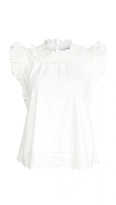Sea Marina Flutter Sleeve Top In White
