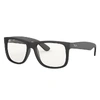 Shop Ray Ban Sunglasses Man Justin Clear - Black Frame Clear Lenses 54-16