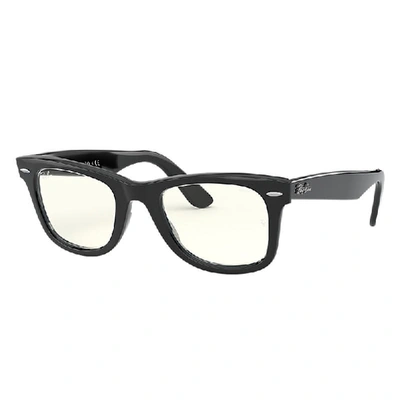 RAY BAN WAYFARER CLEAR EVOLVE SONNENBRILLEN SCHWARZ GLÄNZEND FASSUNG GRAU GLAS 54-18