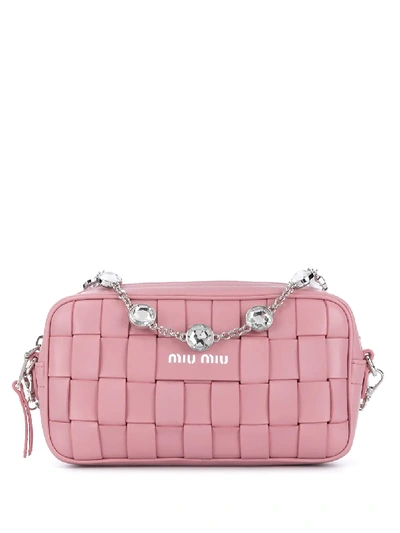 Miu Miu Interwoven Shoulder Bag In Pink