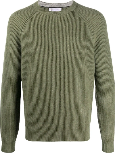 Brunello Cucinelli Thick Knitted Jumper In Green