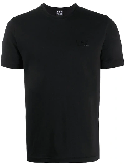 Ea7 Logo Cotton Jersey T-shirt In Black