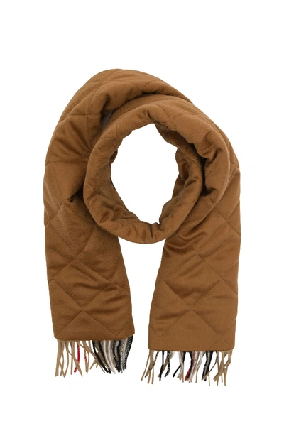 Burberry Double Face Check Cashmere Scarf In Beige