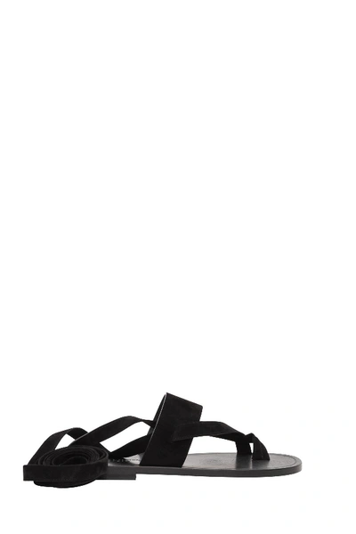 Saint Laurent Culver Nu Pieds Suede Sandals In Black