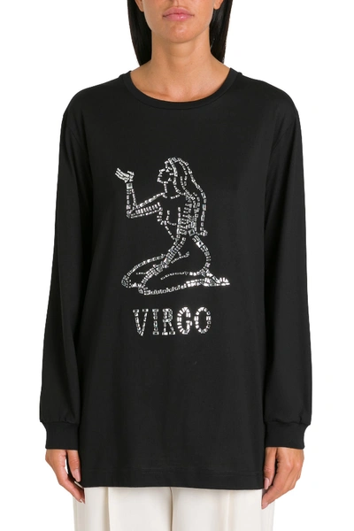 Alberta Ferretti Virgo Crystal-embellished Jumper In Black