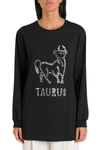 Alberta Ferretti Taurus Embellished Long Sleeve Top In Black