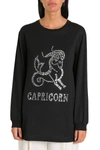 Alberta Ferretti Love Me Starlight Capricorn Embellished Organic Cotton-jersey Sweatshirt In Black