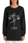 Alberta Ferretti Libra Embellished Long Sleeve Top In Black